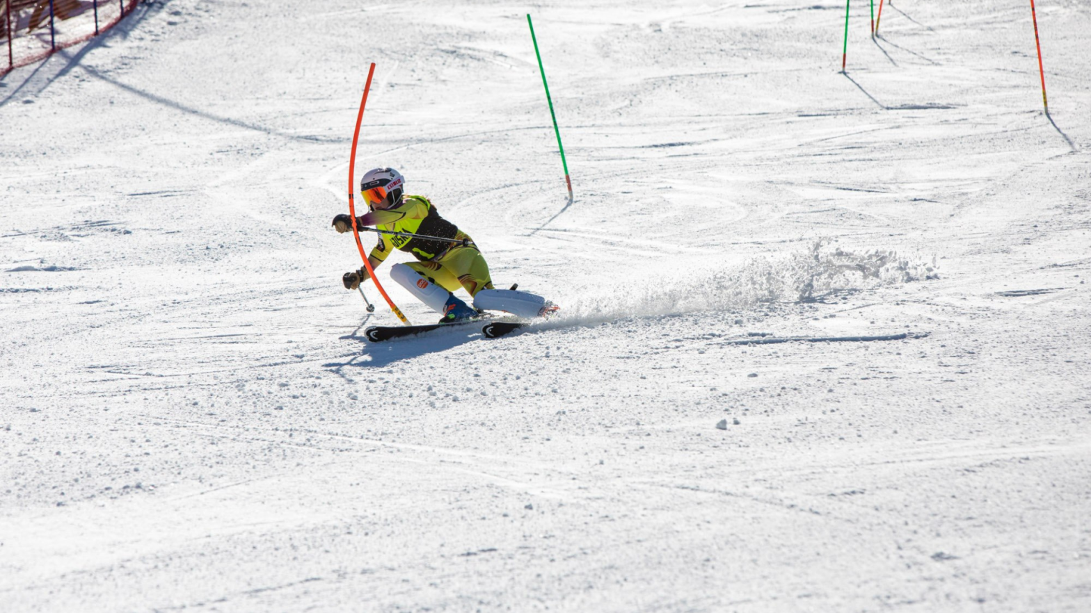 A ski racer on a slalom course at Mountain Creek in Vernon, New Jersey.