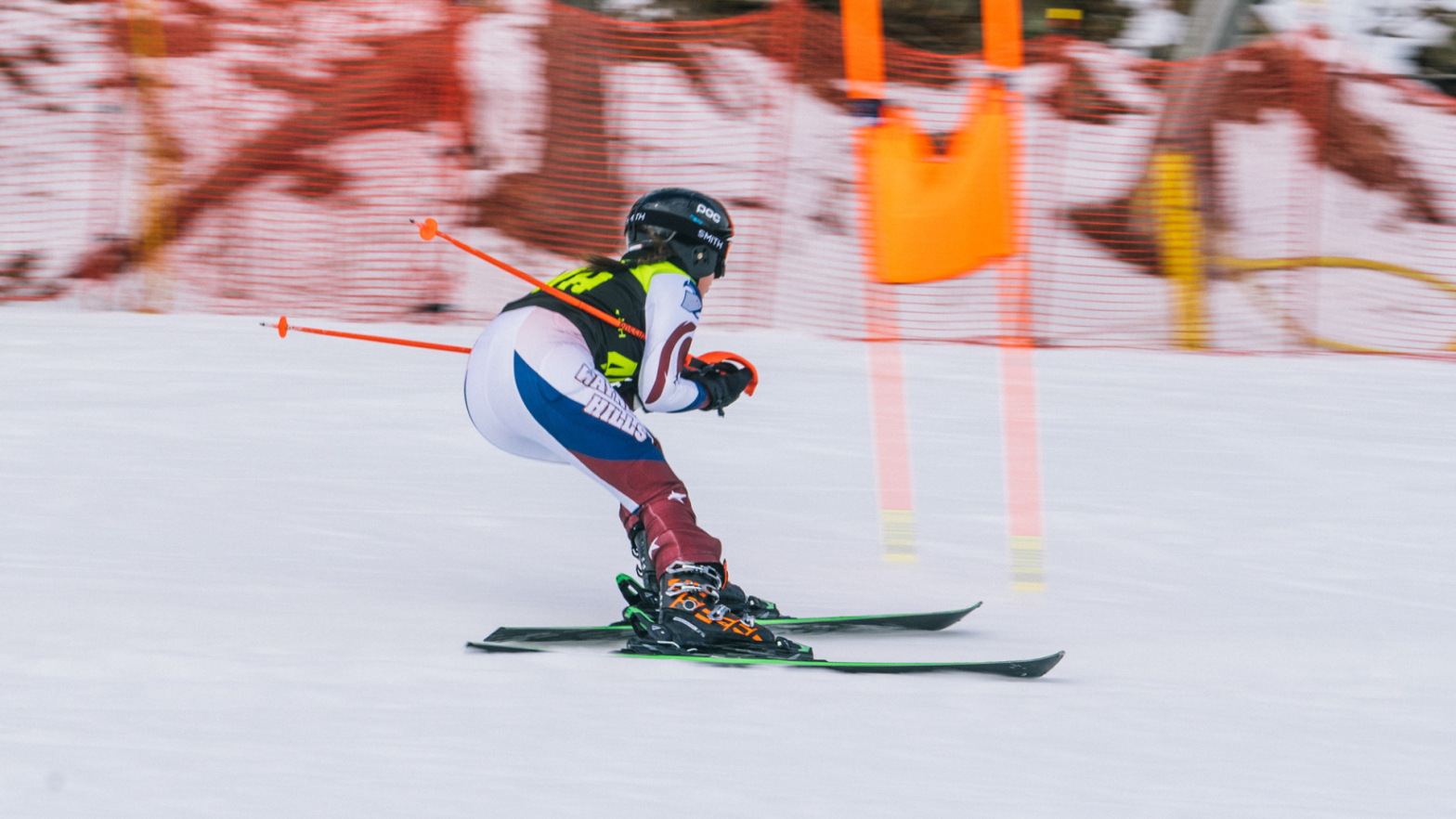 A ski racer at Mountain Creek in Vernon, New Jersey.